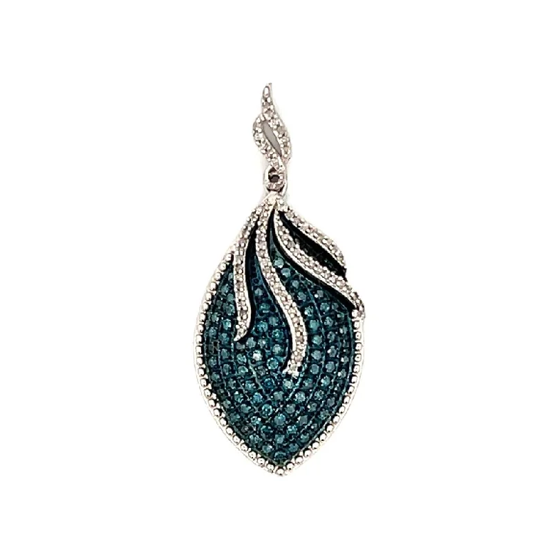 Pendant necklace for women-Estate Sterling Silver Blue Diamond Marquise Pendant