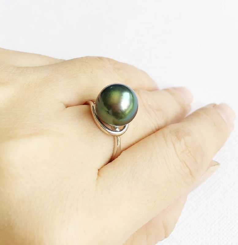 Promise ring for women-Tahitian pearl tear drop ring (R150)