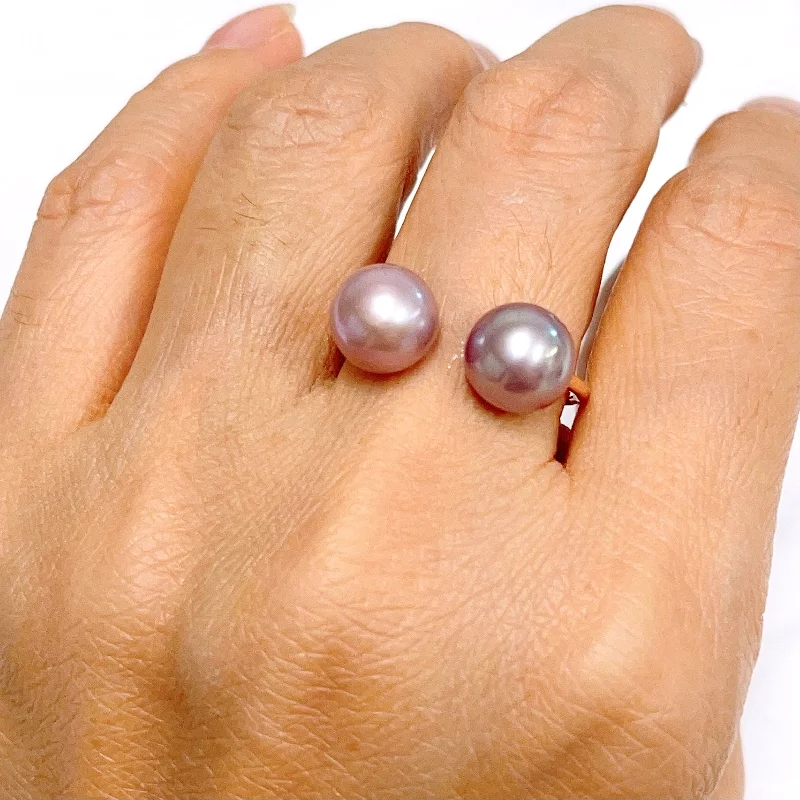 Retro ring for women-Ring Adora - pink pearls (R216)