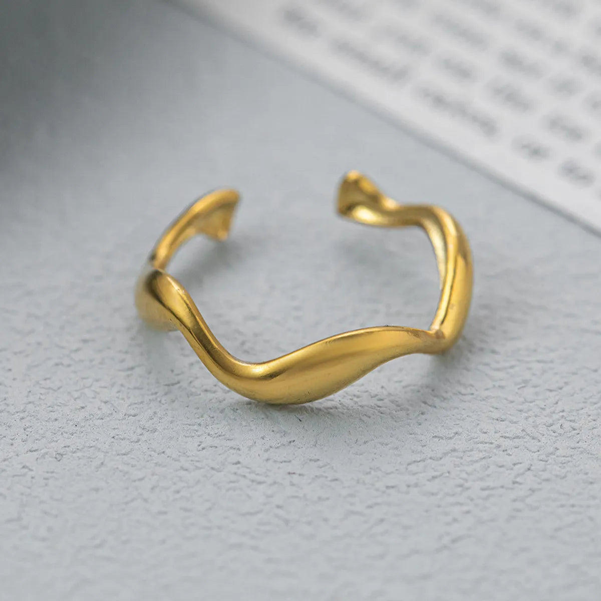 Pear-shaped ring for women-Retro Waves Titanium Steel Plating 18k Gold Plated Wave Ring