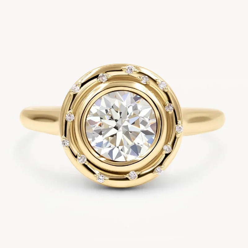 Sterling silver ring for women-18k 2.01ct GIA Round I/SI1 Ethically Mined Spotlight Ring