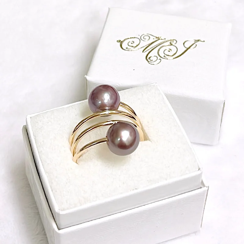 Gothic ring for women-Ring IHILANI - purple Edison pearls (R217)