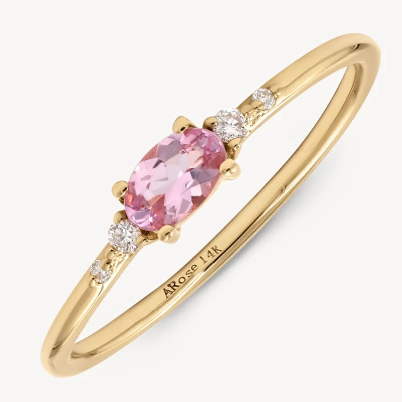 Luxury gold ring for women-Dainty Morganite Diamond Ring