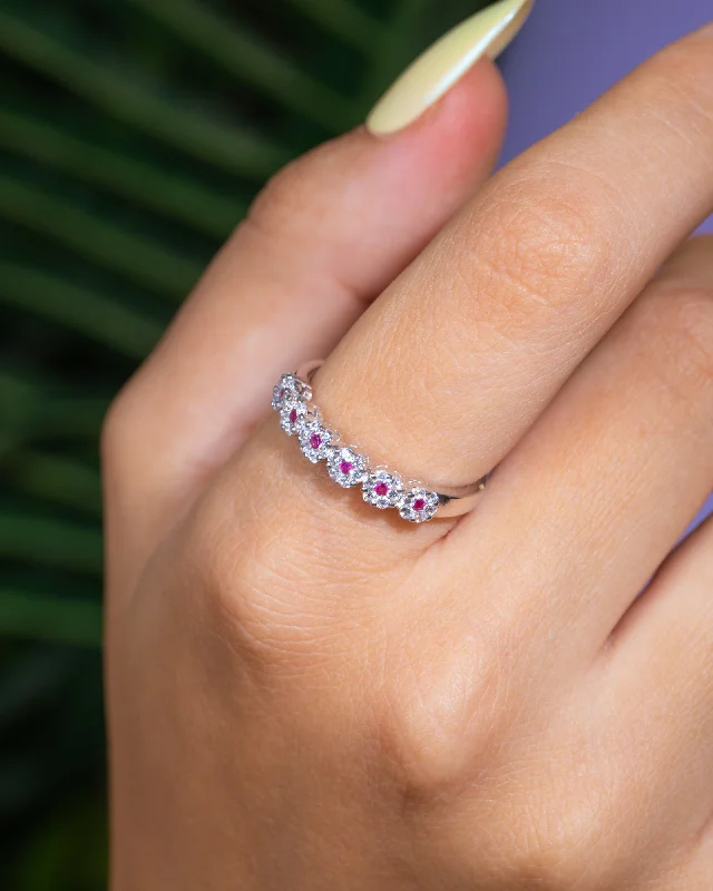 Cluster ring for women-Zircon Fuchsia Ring (087)