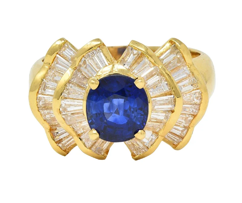 Promise ring for women-Contemporary 2.94 CTW Sapphire Diamond 18 Karat Gold Bowtie Cluster Ring