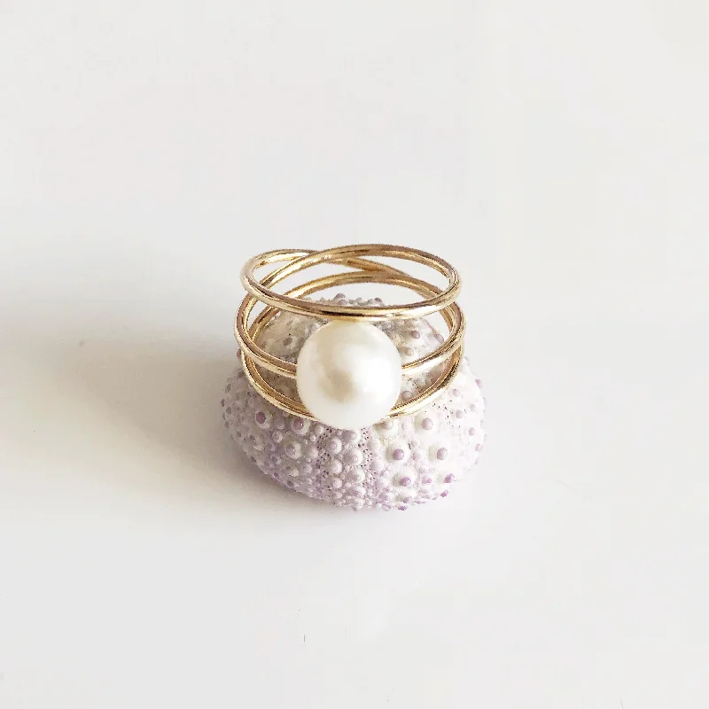 Anniversary ring for women-Ring LOELA - white pearl  (R188)