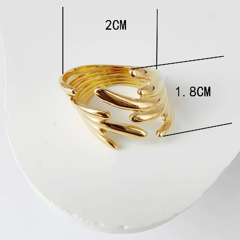 Large ring for women-Wholesale Jewelry Casual Simple Style Geometric 304 Stainless Steel 18K Gold Plated Hollow Out Open Rings