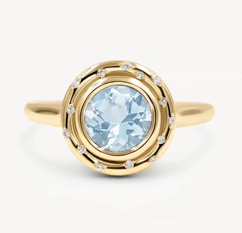 Wide band ring for women-Aquamarine Spotlight Ring