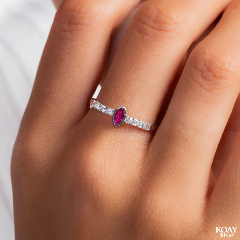 Adjustable fashion ring for women-Zircon Oval Pink Ring