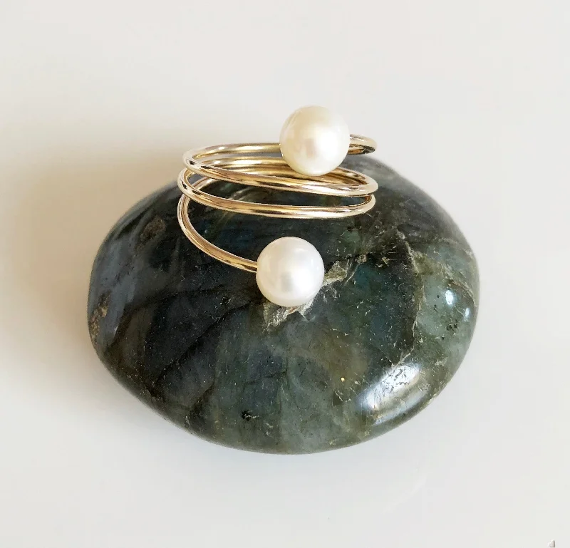 Luxury gold ring for women-Ring IHILANI - white pearls (R167)