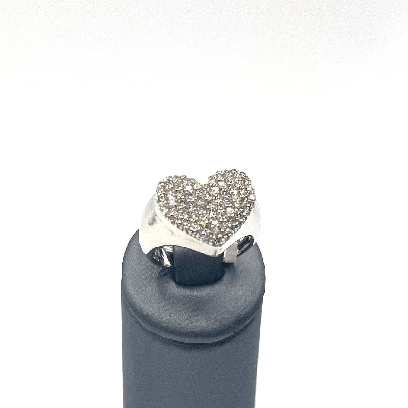 Elegant diamond ring for women-Diamond Heart Ring White Gold