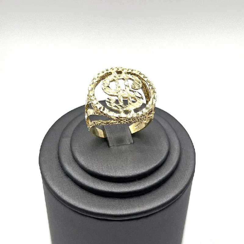 Adjustable ring for women-10KT DOLLAR SIGN RING 6.3g