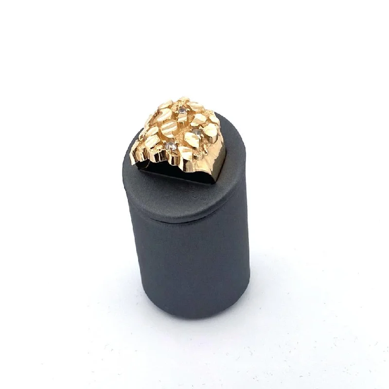 Big diamond ring for women-10K Gold Nugget Ring