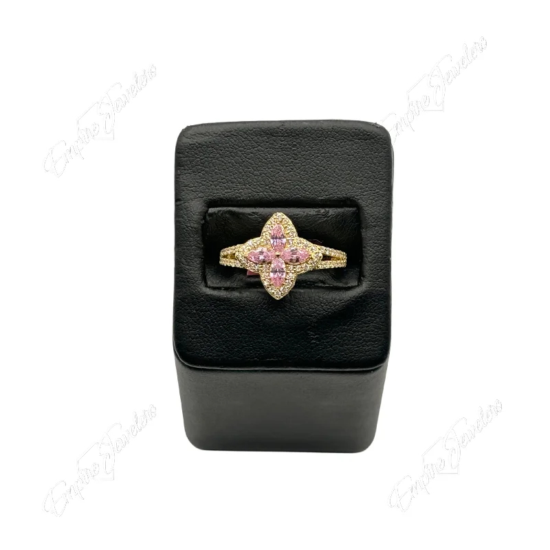 Minimalist ring for women-10KT DIAMOND CLOVER RING