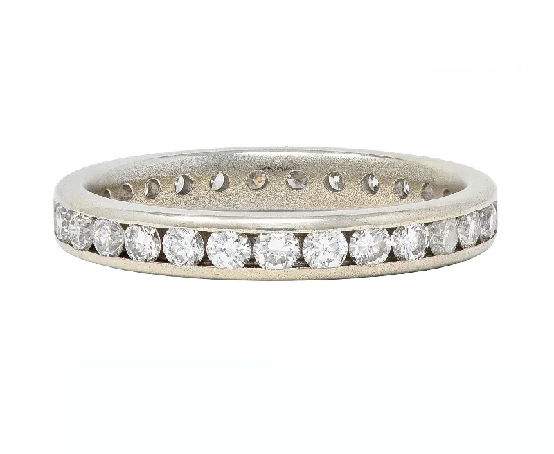 Infinity ring for women-Tessler & Weiss Mid-Century 1.45 CTW Diamond 14 Karat White Gold Vintage Eternity Band Ring