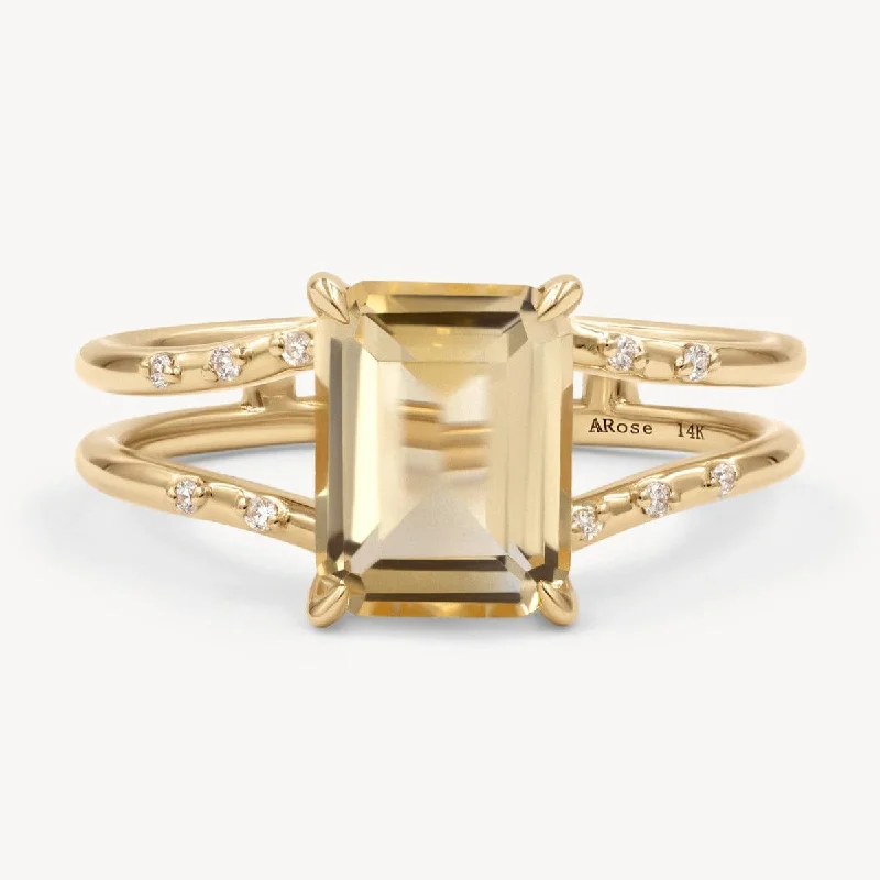 Wedding band for women-Starry Citrine Ring