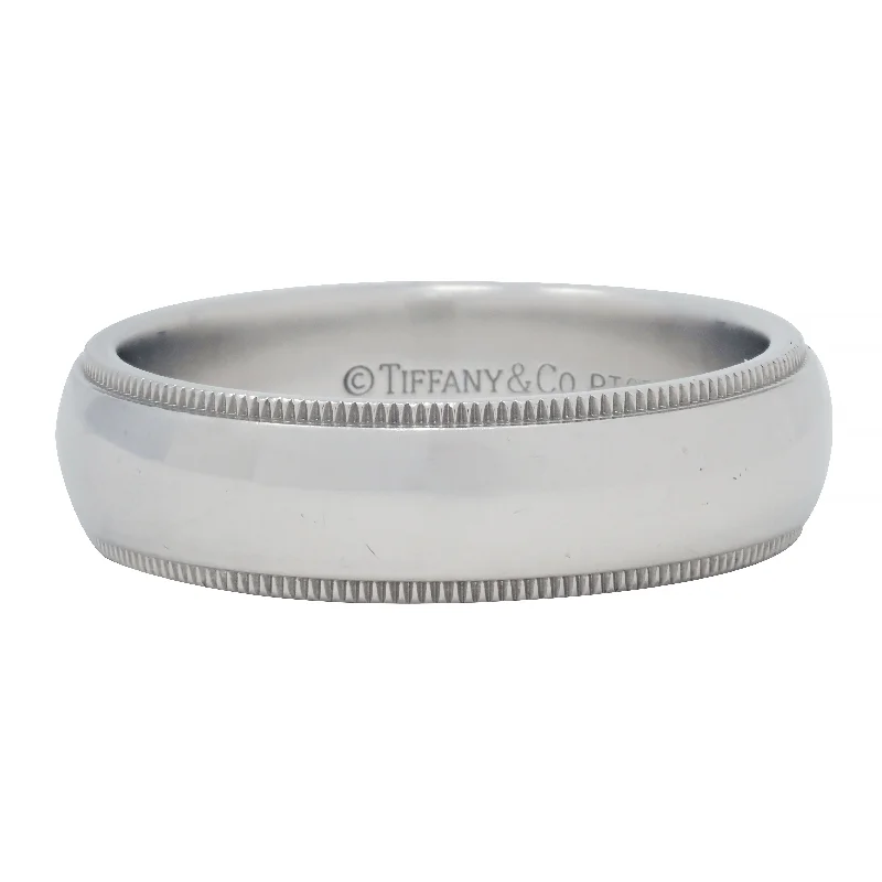 Casual ring for women-Tiffany & Co. 1990's Platinum Unisex Vintage Men's Wedding Band Ring