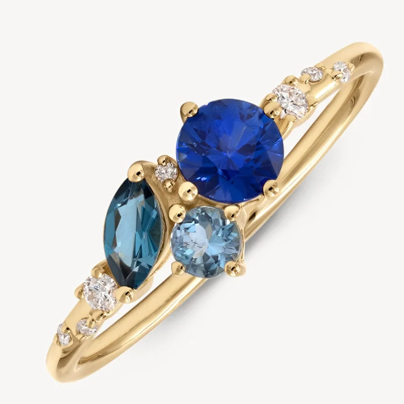 Love ring for women-Ocean Starry Cluster Ring