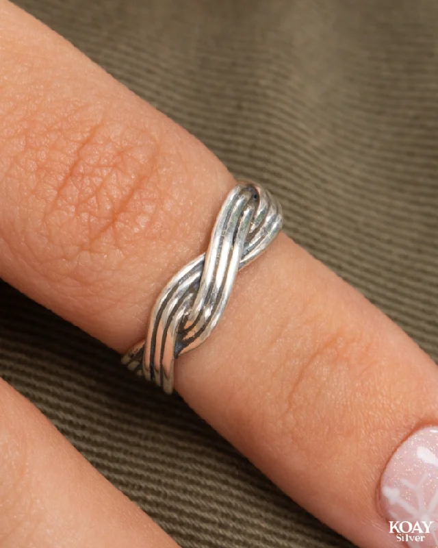 Modern ring for women-Braided Pinky Ring or knuckle (03)