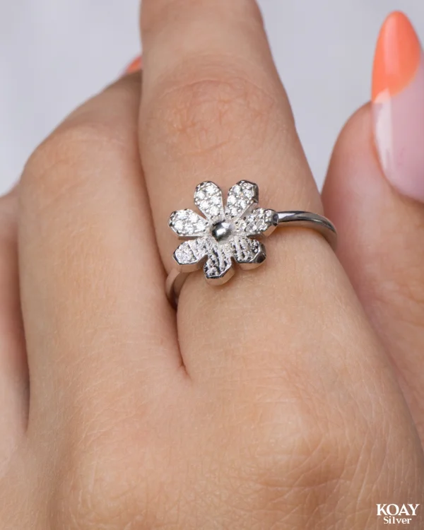 Fashion ring for women-Zircon Flower Ring