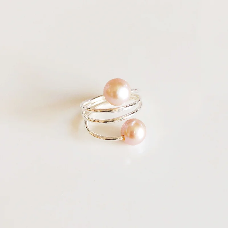 Cluster ring for women-Ring IHILANI - pink Edison pearls (R172)