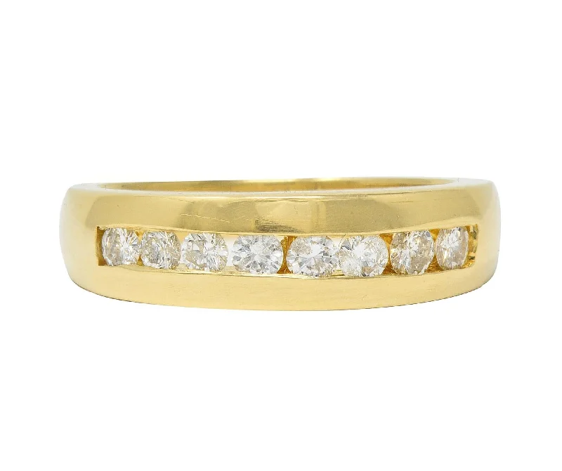 Stylish fashion ring for women-1990's 0.48 CTW Diamond 14 Karat Yellow Gold Vintage Channel Band Ring