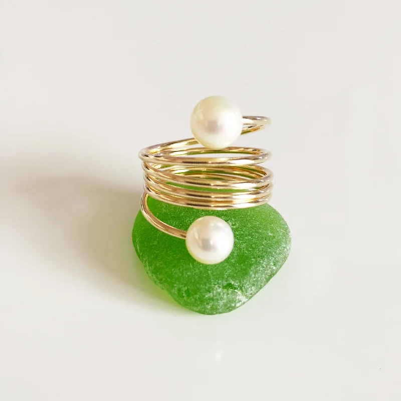 Band ring for women-Ring CAMILA - white pearls (R164)