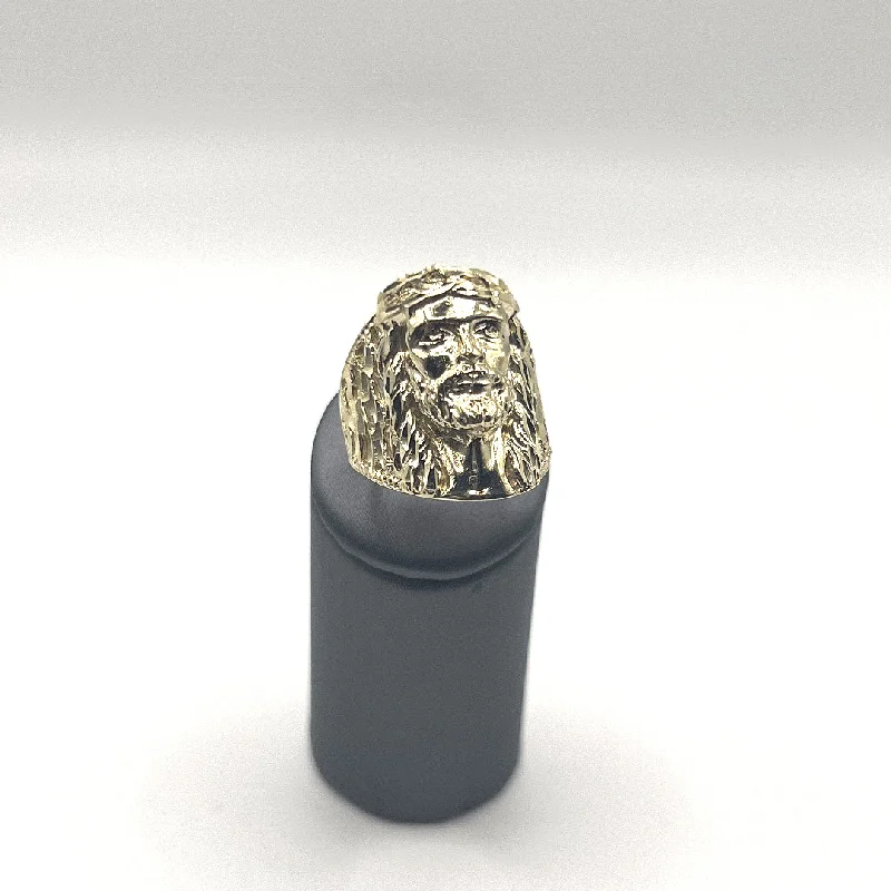 Silver ring for women-10kt Gold Jesus Ring