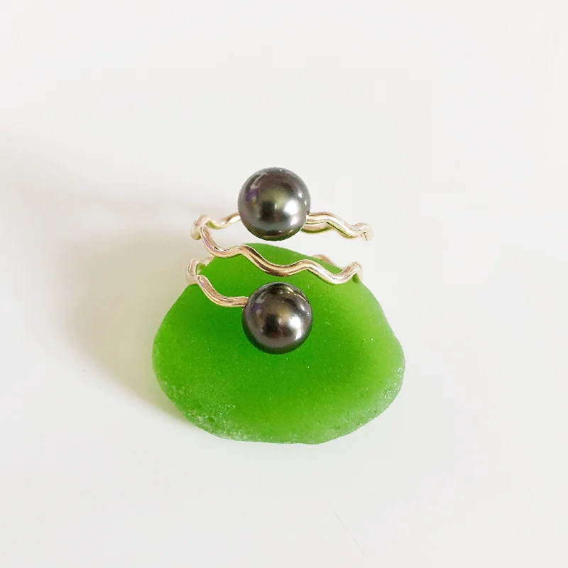 Adjustable fashion ring for women-Ring ILA - tahitian pearls (R169)