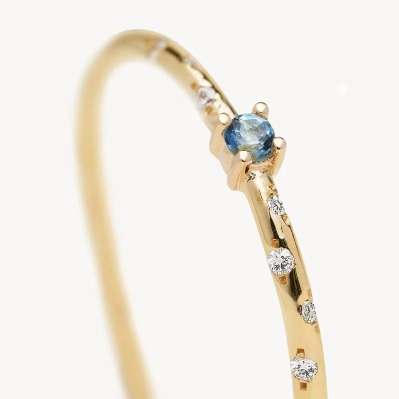 Stackable gold ring for women-Dainty Starry Birthstone Ring