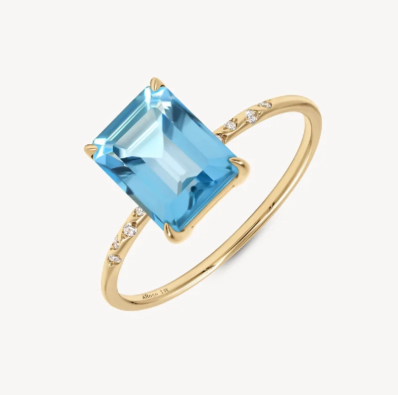 Fancy ring for women-Large Starry Blue Topaz Ring