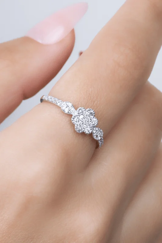 Stylish diamond ring for women-Zircon Flower (01) Ring