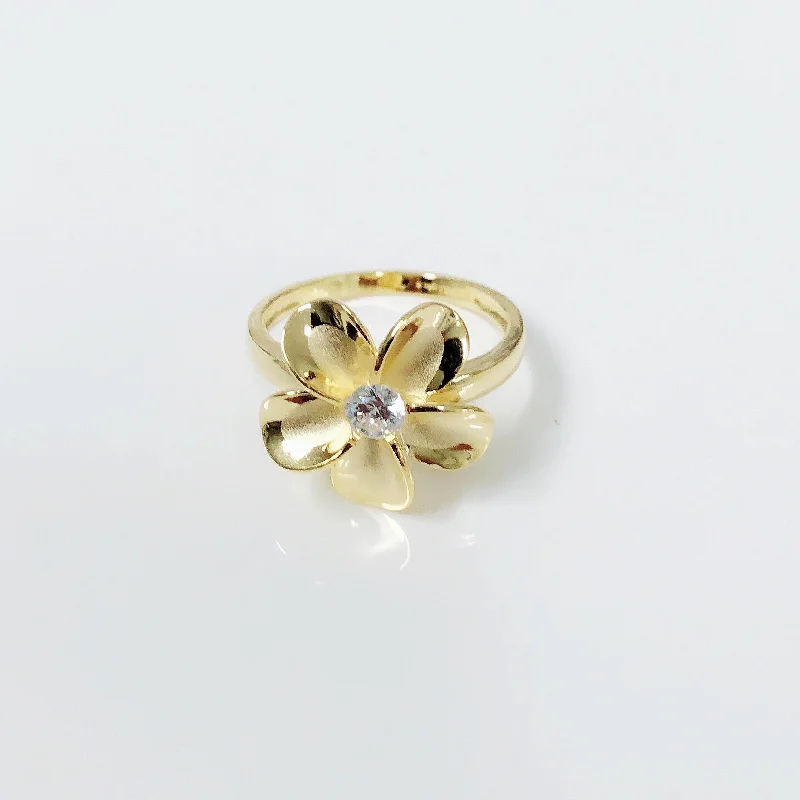 Designer gold ring for women-Plumeria ring (R201)