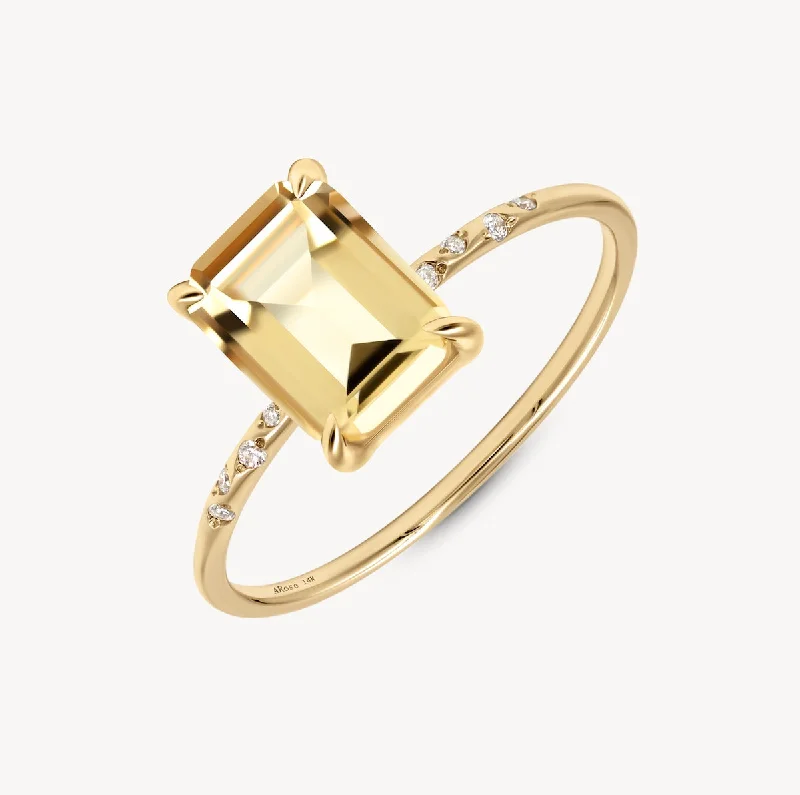 Chunky statement ring for women-Large Starry Citrine Ring