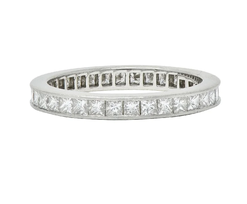 Vintage-inspired ring for women-Tiffany & Co. 1.26 CTW Princess Cut Diamond Platinum Eternity Channel Band Ring