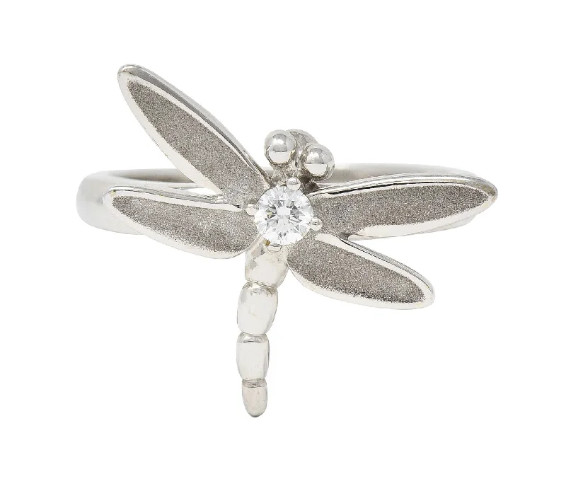 Double band ring for women-Tiffany & Co. 2000's Diamond White Gold Dragonfly Ring