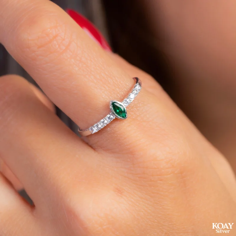 Fancy ring for women-Zircon oval Green Ring