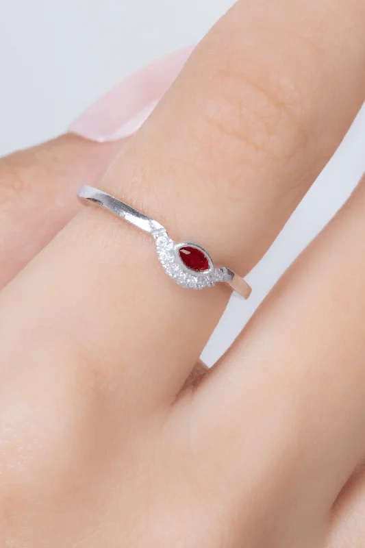 Plain band ring for women-Zircon Red (071) Ring