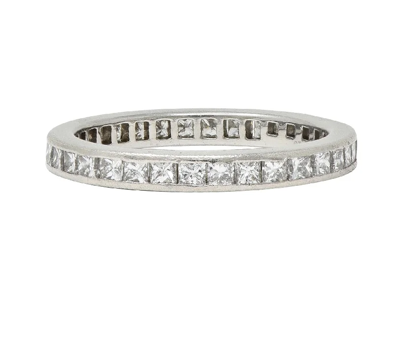 Cluster ring for women-Tiffany & Co. 0.78 CTW Princess Cut Diamond Platinum Eternity Channel Band Ring