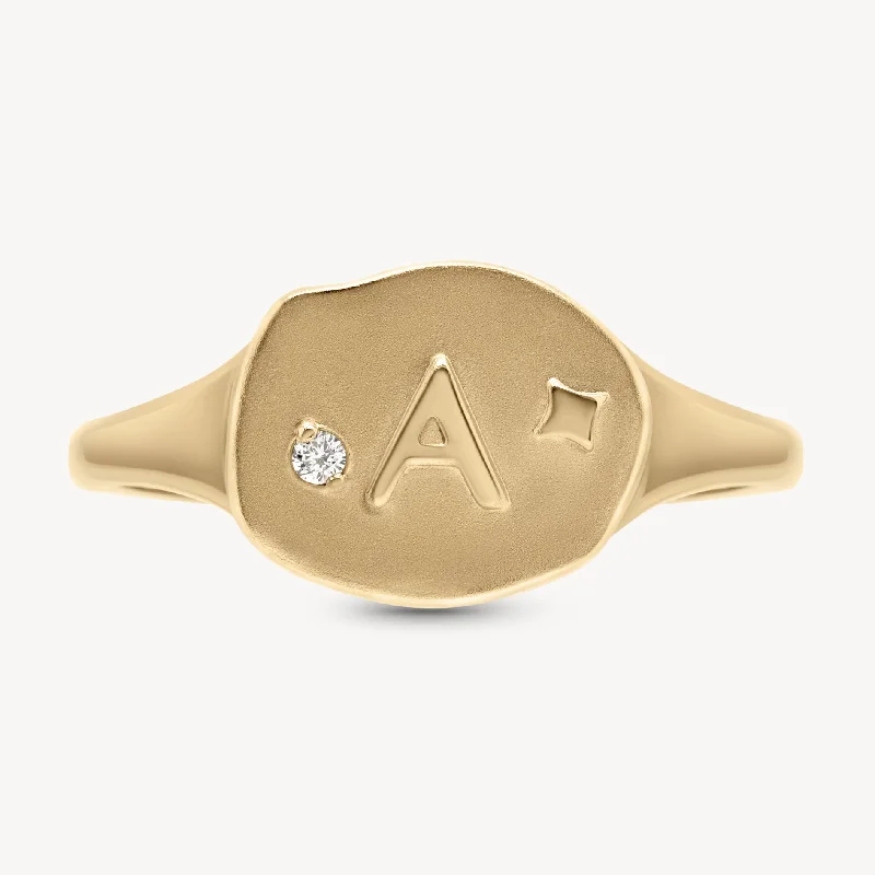 Designer gold ring for women-Athena Initial Ring