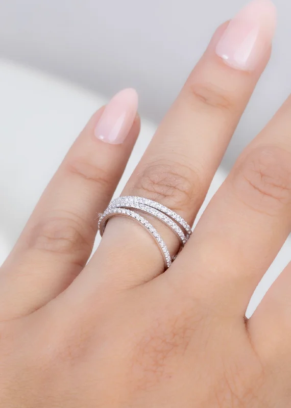 Plain band ring for women-Zircon Triple Layer (01) Ring