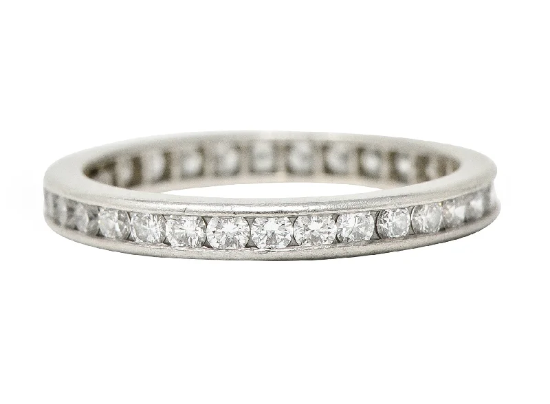 Minimal design ring for women-Tiffany & Co. Contemporary 0.90 CTW Diamond Platinum Eternity Channel Band Ring