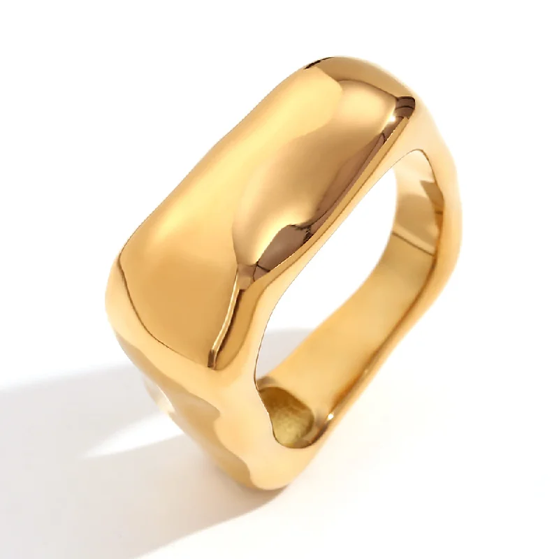 Simple Square Geometric Ring-Gold