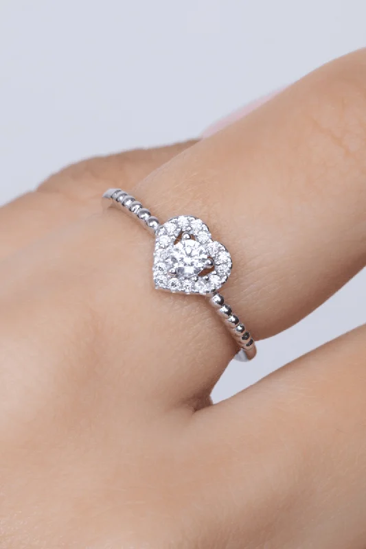 Solitaire diamond ring for women-Zircon Heart (05) Ring