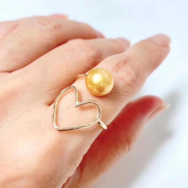 Black ring for women-Ring EDEN - gold south sea pearl (R212)